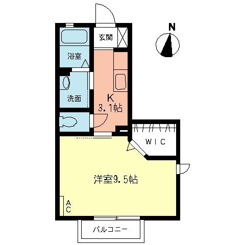 ルミエール(1K/1階)の間取り写真