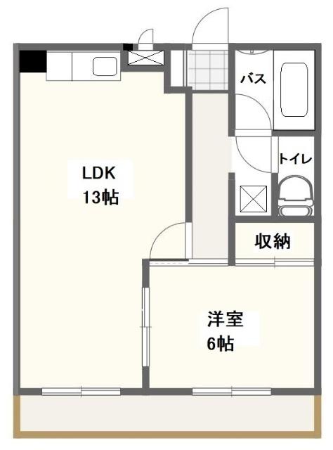 ランドパレス富久山(1LDK/2階)の間取り写真