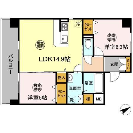 エミネンス大町(2LDK/8階)の間取り写真