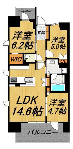 プラウド高岳カームコート(3LDK/7階)の間取り写真
