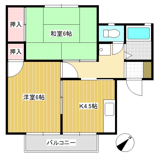 メゾンピステ(2DK/2階)の間取り写真
