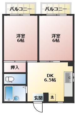 WING HOUSE(2DK/3階)の間取り写真