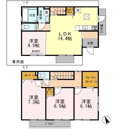 岡田様戸建A棟B棟(4LDK)の間取り写真