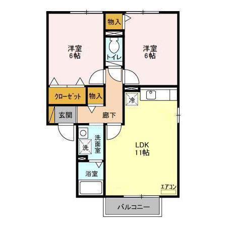グランシャリオ(2LDK/2階)の間取り写真