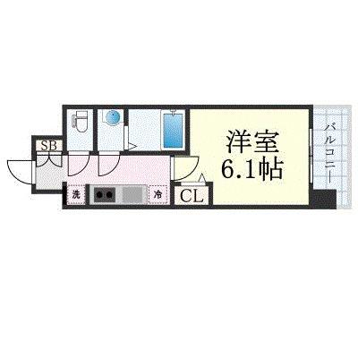 プレサンス難波デヴァンテ(1K/9階)の間取り写真