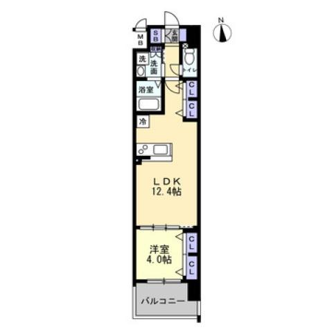 S-RESIDENCE瓦町駅ALO(1LDK/3階)の間取り写真