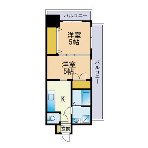 リファレンス博多駅前(2K/11階)の間取り写真