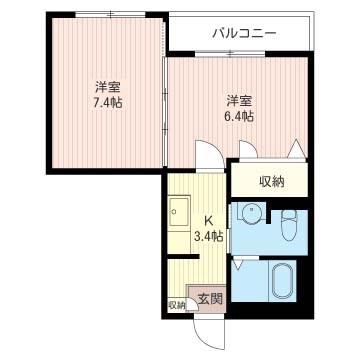 べレオ小茂根(2K/2階)の間取り写真