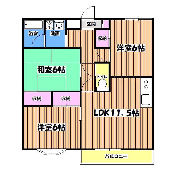 パレスコヨー(3LDK/4階)の間取り写真