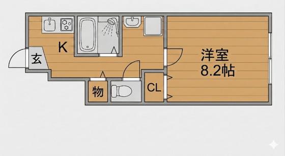 パシフィコ ノヴァ B棟(1K/1階)の間取り写真