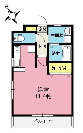 エクスバル谷津(ワンルーム/2階)の間取り写真