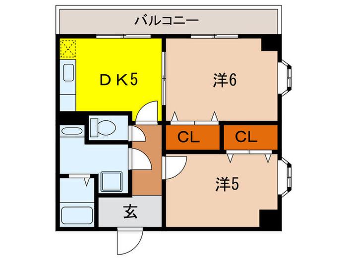 メゾン・ヌーベルみゆき(2DK/2階)の間取り写真