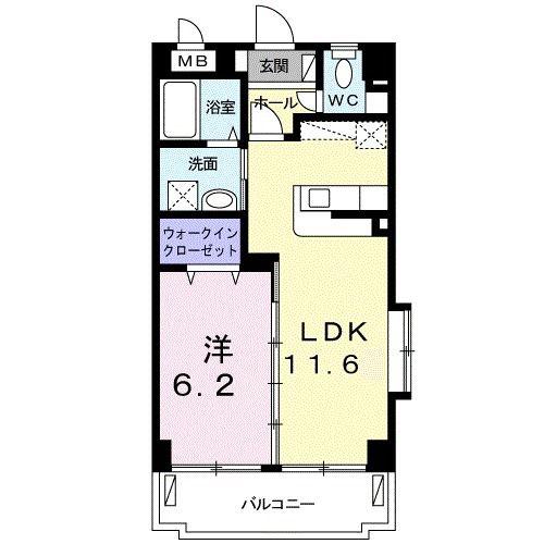 イーストヒル(1LDK/2階)の間取り写真