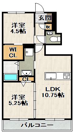 シャーメゾン宝塚中筋セントリビエ(2LDK/1階)の間取り写真