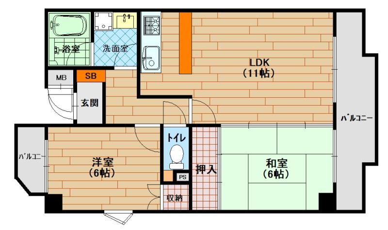 セントエルモスII(2LDK/2階)の間取り写真