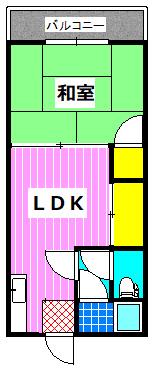 さくらハイツ(1LDK/2階)の間取り写真