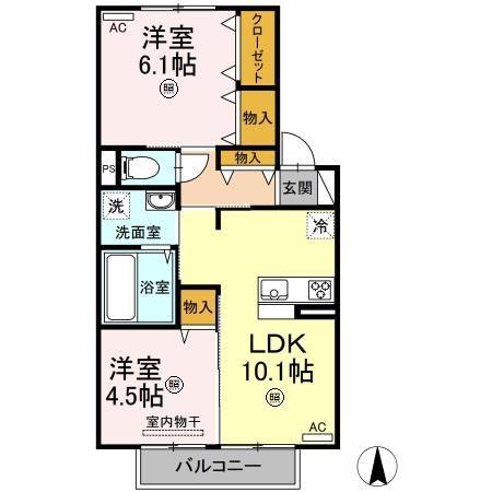 パレット(2LDK/2階)の間取り写真