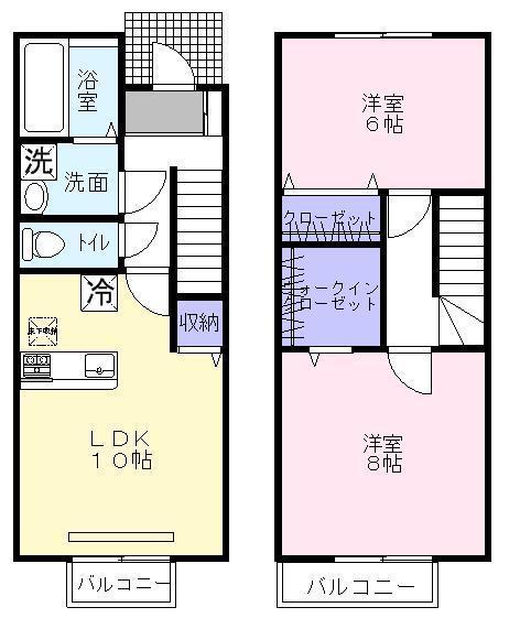 セジュールグランモアB(2LDK/1階)の間取り写真