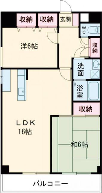 ワジマ小雑賀(2LDK/2階)の間取り写真