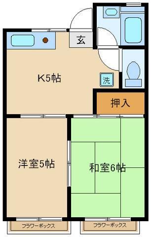 イワトハウス(2DK/2階)の間取り写真