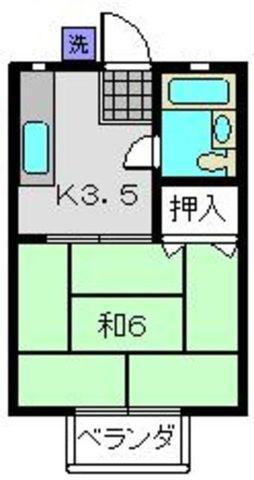 梶山ハイツ(1K/2階)の間取り写真