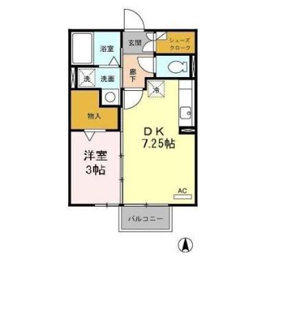セジュールだいわ(1DK/2階)の間取り写真