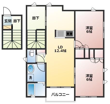 リオグランデ(2LDK/2階)の間取り写真