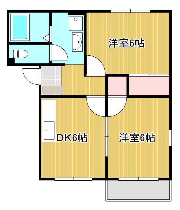 コーポ下石田II(2DK/2階)の間取り写真