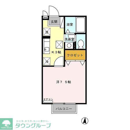 ルーチェB(1K/1階)の間取り写真