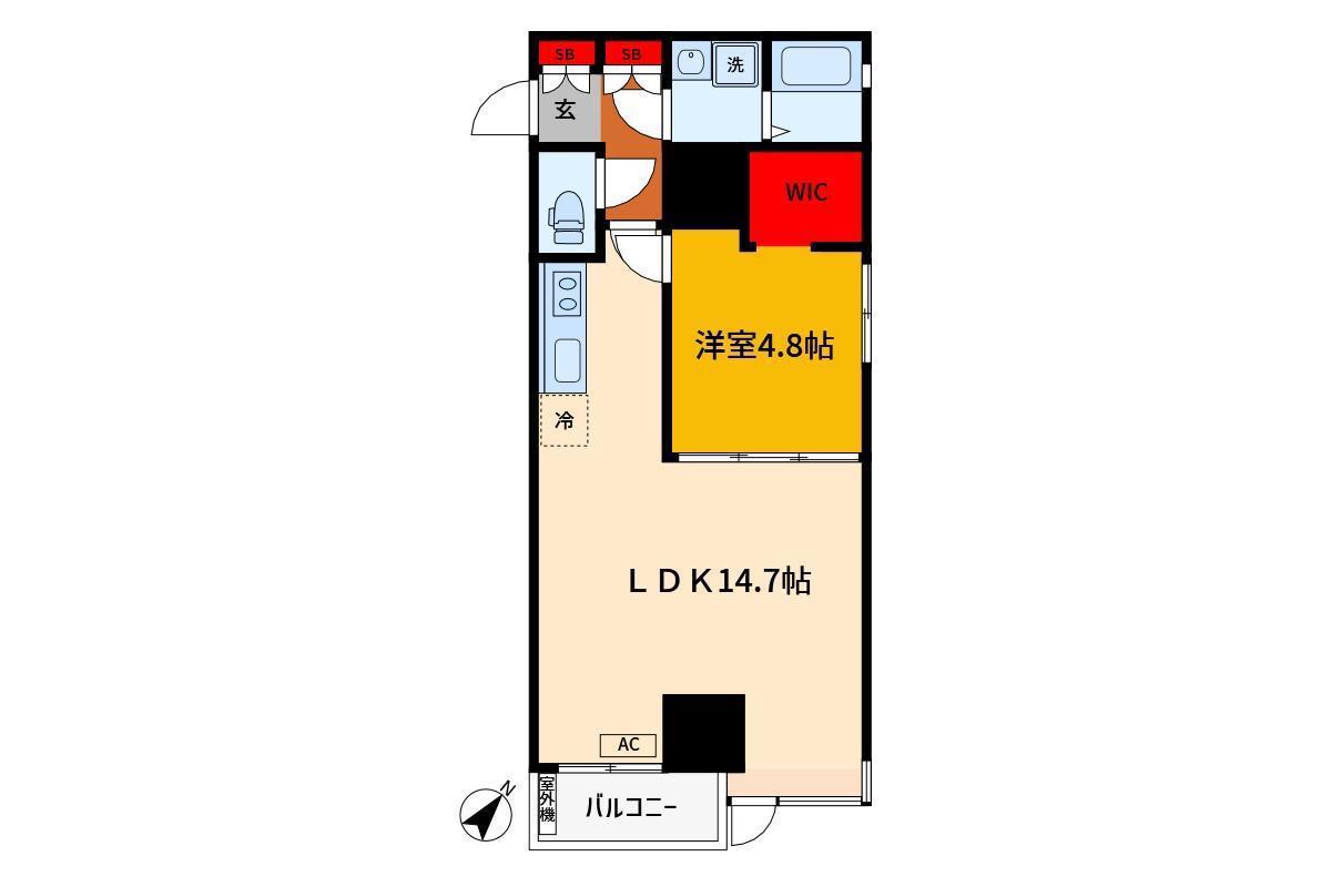 YSONE(1LDK/2階)の間取り写真