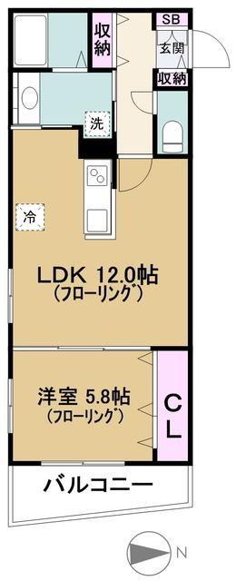 ウェルデンス江古田(1LDK/1階)の間取り写真
