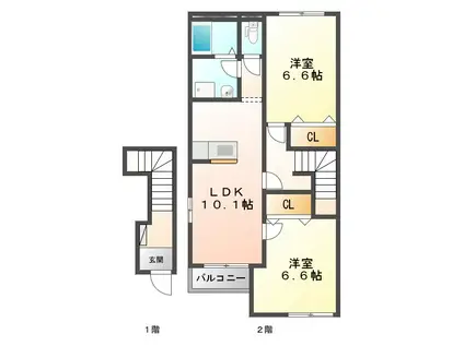 グレイスビラ・桜島(2LDK/2階)の間取り写真