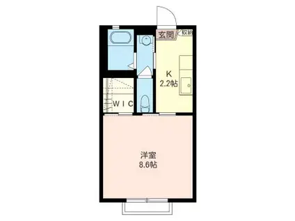 グランシード若木(1K/2階)の間取り写真