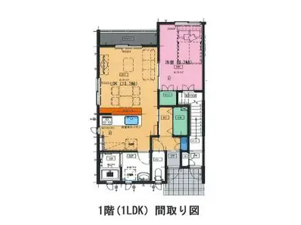 ブランネージュB棟(1LDK/1階)の間取り写真