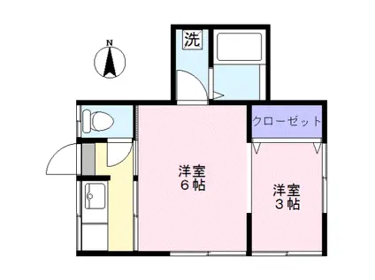 信陵コーポ(2K/1階)の間取り写真