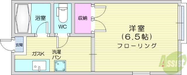 フレンズ1(1K/2階)の間取り写真