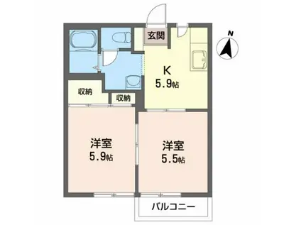 ファミール桜雲(2K/2階)の間取り写真