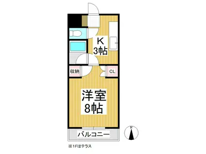 クラスター(1K/1階)の間取り写真