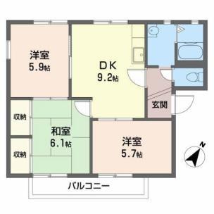 ガーデンタウン清水(3DK/2階)の間取り写真