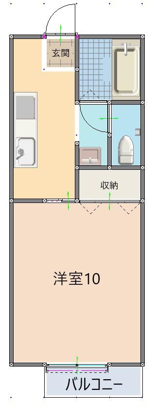 PANAトーカンI(1K/2階)の間取り写真