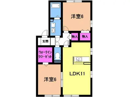 サンルガール(2LDK/2階)の間取り写真