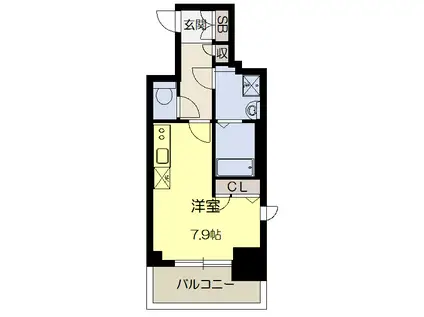 BPRレジデンス江坂(ワンルーム/8階)の間取り写真