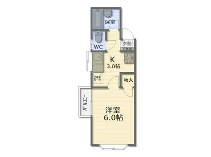 カーサ藤崎(1K/1階)の間取り写真