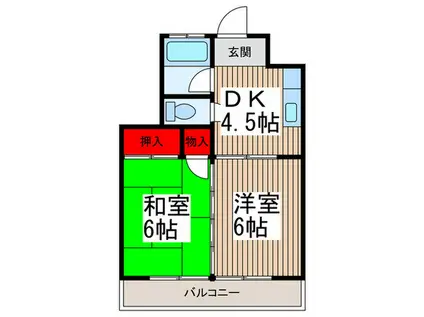 高橋 コーポ(2DK/3階)の間取り写真