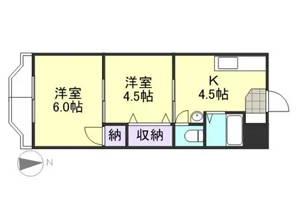 マンションNEWオアシス岡本(2K/3階)の間取り写真