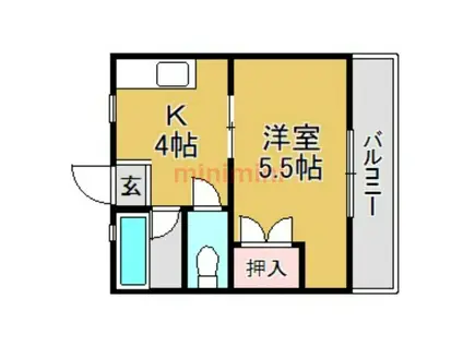 三和ハイツ(1DK/2階)の間取り写真