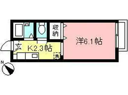 フラッツM(1K/1階)の間取り写真