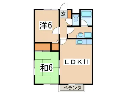 カーサ・あぐり(2LDK/1階)の間取り写真