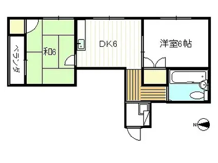 メゾン山崎(2DK/1階)の間取り写真