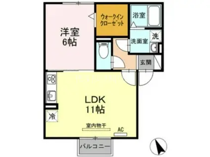 セジュール錦(1LDK/2階)の間取り写真